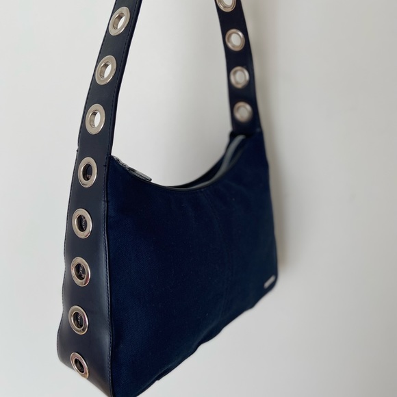 Vintage Gianfranco Ferre Canvas Shoulder Bag with Metal Eyelet Trim - Picture 8 of 9